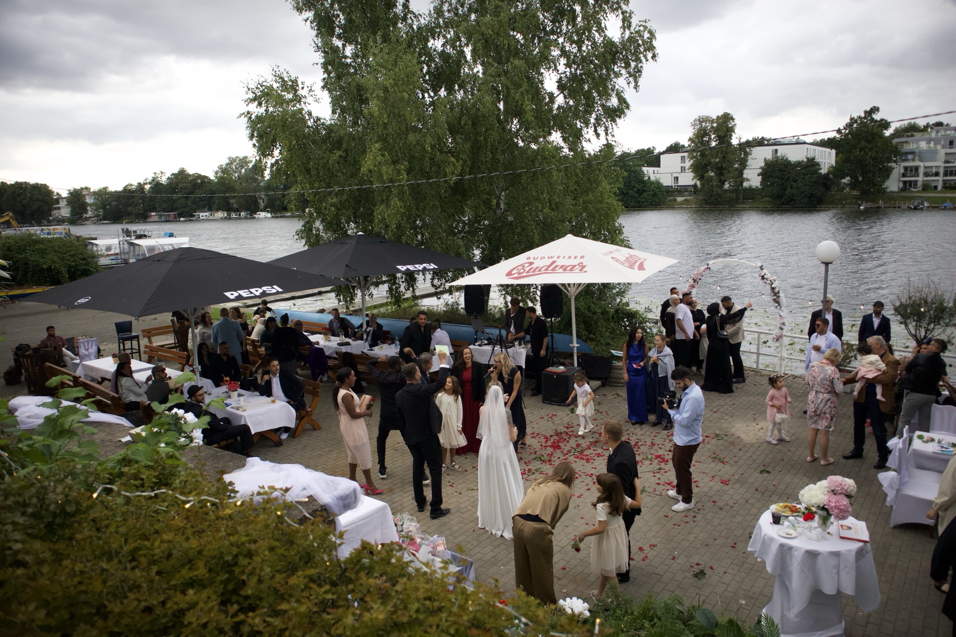 Waterfront terrace at SaDem Events overlooking the Spree in Berlin